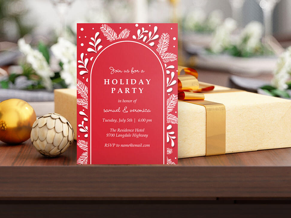 5 x 7 Holiday Greeting Cards w/ Imprinted Envelopes - Red Holiday