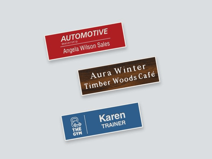 Custom Engraved Metal Name Tag Magnetic Fastener, Brushed Aluminum